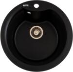 FLOW FCB-485WBM/1, Chiuveta de bucatarie din granit cu cuva rotunda, seria WAVE, Black/Metallic, 485x210 mm, FLOW (18259) Chiuveta