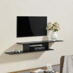 [en. casa] Raft TV suspendat Støvring negru, 4 polite, 150 cm, [en. casa] (83895986)