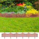 Hessa Pachet 17 buc Bordura Gardulet Decorativ Plastic 10m pentru Gazon sau Flori, Dimensiuni 1000x32cm, Imitatie Lemn Maro (41228)