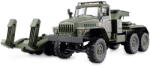 AMEWI Jucarie creativa AMEWI Camion RC cu telecomanda militar Ural B36 cu remorca transport greu, Lungime 105 cm, Scara 1: 16, 6WD, 2.4GHz, Lumina LED fata, RTR, 8+ (22671)