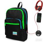 Coral High Ghiozdan cu 4 compartimente, Coral High, cu USB, negru