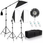  Kit 3 lumini foto-video cu 3 x 135W 5500K cu softbox, stative si husa (ER-SBL001)