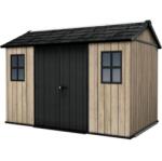 Keter Casuta de gradina Keter Apex 7.5 x 11, plastic Decocoat, cu podea inclusa, Ashwood (frasin) (KT263959)