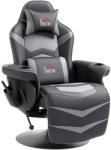 HOMCOM Fotoliu de gaming, funcție de masaj, spătar reglabil, suport pentru picioare, până la 120 kg, cadru din oțel, piele ecologică, Gri | Aosom Romania (700-142V00GY)