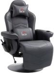 HOMCOM Fotoliu de gaming, Funcție de masaj, Spătar reglabil, Suport pentru picioare, până la 120 kg, Cadru din oțel, Piele ecologică, Negru | Aosom Romania (700-142V00BK)