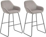 HOMCOM Set de 2 scaune de bar, Scaune de bar cu tapițerie și spumă, Scaune căptușite cu picioare metalice, Gri | Aosom Romania (83A-314V00GY)