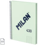 MILAN Caiet A5 cu spira Milan 57153E80SNCGR, 80 file, 95g/mp, matematica, Verde (57153E80SNCGR)