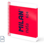 MILAN Caiet A5 cu spira Milan Nata 57051E80P, 80 file, 95g/mp, velin, Roz (57051E80P)