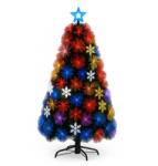  Teno® műkarácsonyfa, többszínű száloptikás fényekkel, csillaghegy, fémkeret, varázslatos hangulat, zöld, 150 cm, 150 cm
