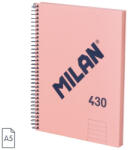 MILAN Caiet A5 cu spira Milan 57152E80SNCP, 80 file, 95g/mp, dictando, Roz (57152E80SNCP)