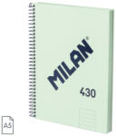 MILAN Caiet A5 cu spira Milan 57152E80SNCGR, 80 file, 95g/mp, dictando, Verde (57152E80SNCGR)