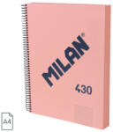 MILAN Caiet A4 cu spira Milan 57143E120P, 120 file, 95g/mp, matematica, Roz (57143E120P)