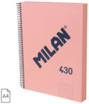 MILAN Caiet A4 cu spira Milan 57142E120P, 120 file, 95g/mp, dictando, Roz (57142E120P)