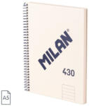 MILAN Caiet A5 cu spira Milan 57152E80SNCBG, 80 file, 95g/mp, dictando, Bej (57152E80SNCBG)