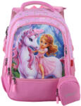 DACO Ghiozdan scoala Daco GH3022, 4 compartimente, 38 x 30 x 17 cm, Unicorn si printesa (GH3022)