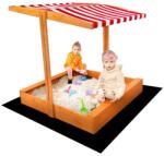 Baby Mix Детска дървена пясъчник с покрив Baby Mix 120x120 см червено-бяло (56237)