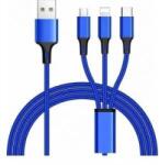 PremiumCord Cable USB PremiumCord USB-A - USB-C + MicroUSB + Lightning 1.2 m Blue (ku31pow01)