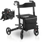 Juskys Cadru de mers pliabil din aluminiu Vital - negru