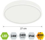 EMITHOR 27014 Lenys 27x3cm, 2400lm, 4000K, IP44 mennyezeti lámpa (27014)