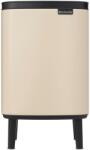Brabantia Bo Waste Bin Hi hulladékgyűjtő felnyitható, Soft-Close fedéllel, magasított, lábakon álló, műanyag tartály, 7L - B méret, acél, világos bézs - 251641 (251641)
