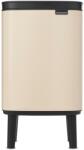 Brabantia Bo Waste Bin Hi hulladékgyűjtő felnyitható, Soft-Close fedéllel, magasított, lábakon álló, műanyag tartály, 4L - A méret, acél, világos bézs - 251627 (251627)