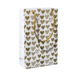 Paper Craft SET 10 pungi de cadou medii cu model inimioare aurii