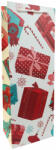 Paper Craft SET 10 pungi de cadou pentru sticla, 36x13x9 cm, model cadouri Craciun