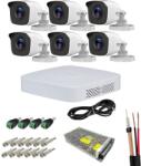 HiWatch Sistem supraveghere Hikvision HiWatch cu 6 camere 5MP IR 20 m si DVR 8 canale (51475-)