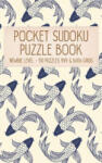 Independently Published Pocket Sudoku Puzzle Book: Newbie Very Easy Level - 150 puzzles 9x9 & 16x16 grids Koi Fish Pattern Blue Travel Size Paperback Notebook | Faroutandfabulous Puzzle Books