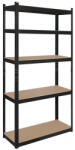 Rebel Power Raft metalic de depozitare cu 5 polite MDF reglabile, 750 kg, negru (RB-1251B)
