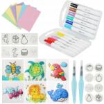 Bedee Magic Foam Painting 3D készlet 28 kártya 12 filctoll ecset Mágikus hab (6TYPMJ008)