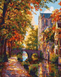 Figured Art Set pictura pe numere, cu sasiu, Oras pe malul lacului toamna, 40x50 cm (FA10815-Y)