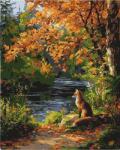 Figured Art Set pictura pe numere, cu sasiu, Vulpe langa rau, 40x50 cm (FA10790-Y)