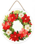 Figured Art Set pictura pe numere rotunda, pe lemn, Coronita de flori rosii, O30cm (RFA069)