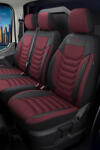 PANDA-CSC Huse auto dedicate Florida bordo-negru | Textil Piqué + Piele ecologică | Față 2+1, pentru Fiat Scudo 2 (2022-2025)