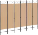 vidaXL Делител за стая с 6 панела Бежово 240 x 180 cm Текстил (42039192)