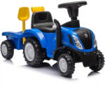 AZROM New Holland T7 traktor bébitaxi utánfutóval és kerti játékokkal (GRT-227880) - morzsajatekbolt