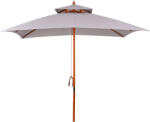 Outsunny Umbrelă de Grădină cu Sistem cu Coardă și Parasolar cu 2 Niveluri, 300x300x297 cm, Gri | Aosom Romania (840-026GY)