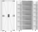 HOMCOM Bufet înalt bucătărie, dulap de bucătărie, 2 uși cu role, 6 compartimente, 14 suporturi pe uși, rafturi reglabile, alb | Aosom Romania (83A-498V01WT)