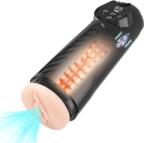 STD Masturbator Electric 9 Moduri Vibratii, 9 Moduri Suctiune, USB, TPE Realist, Negru, 27.1 cm