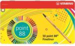STABILO Set de markeri, 0, 4 mm, cutie de tablă, STABILO "Point 88", 47+3 culori diferite, 50 buc