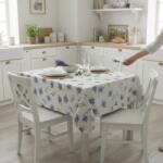 Pucioasa Fata de masa teflonata, rotunda, diametru 140cm, alba cu lavanda Fata de masa