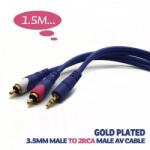  Cablu audio Jack 3.5 mm la 2x RCA 1.5m aurit (028-051)