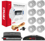 AMiO Senzori de parcare AMIO cu afisaj LED si 8 senzori argintii fata-spate (AM01598)
