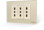 Luxion Priza Tripla cu Rama din Sticla LUXION, Standard Italian, 3M SmartElectro IntelligentHouse (LXI-3052GF-G)