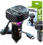 Alogy Fm Transmitter Bluetooth Autós Töltő 30W Bt 5.3 QC3.0 Usb-c Kábel (Ładowarka samochodowa z transmiterem 79690)