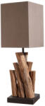 Invicta Lampa de masa PURE NATURE 45cml, din lemn reciclat cu abajur din bumbac maro (40402)