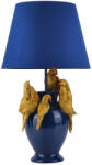 Invicta Lampa de masa PARROT 50cm auriu-albastru cu abajur din material textil (48029)