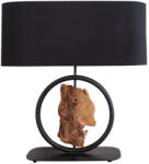 Invicta Lampa de masa ELEMENTS 60cm, element din lemn de salcam reciclat cu abajur din bumbac negru (40399)