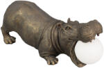 Invicta Lampa de masa HIPPO 45cm sculptura hipopotam, neagra cu glob (48053)